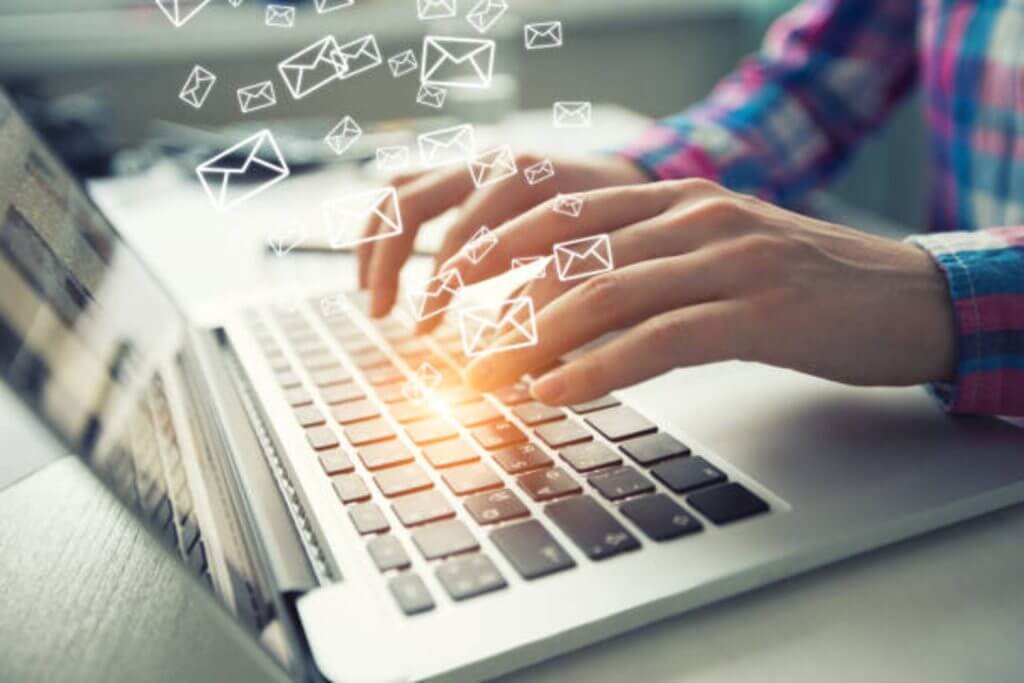 sending emails using laptop