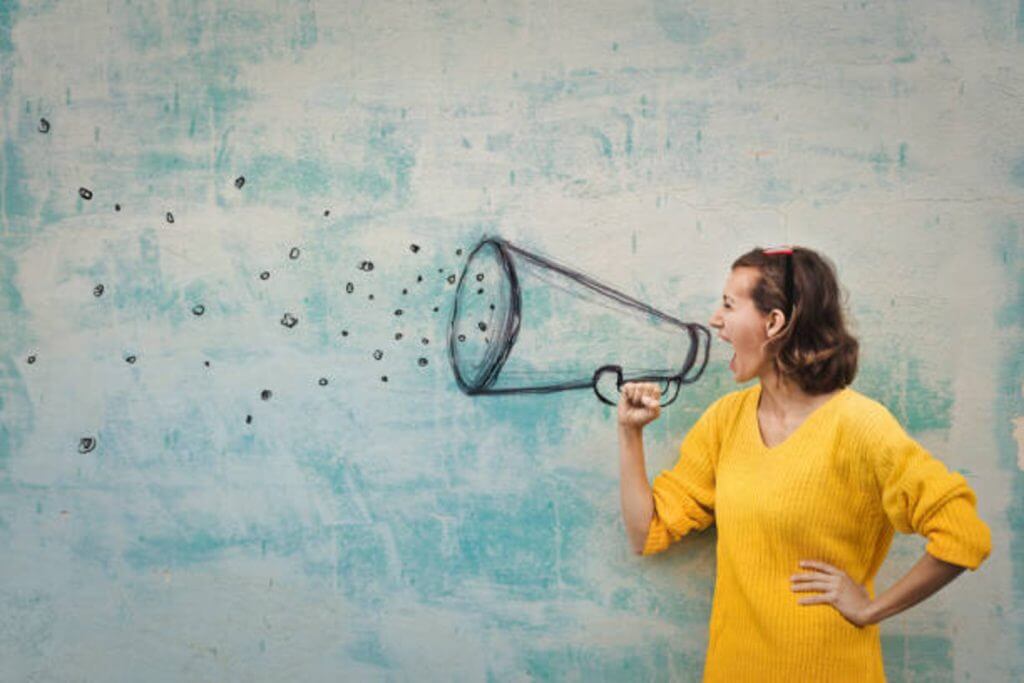 lady using a megaphone