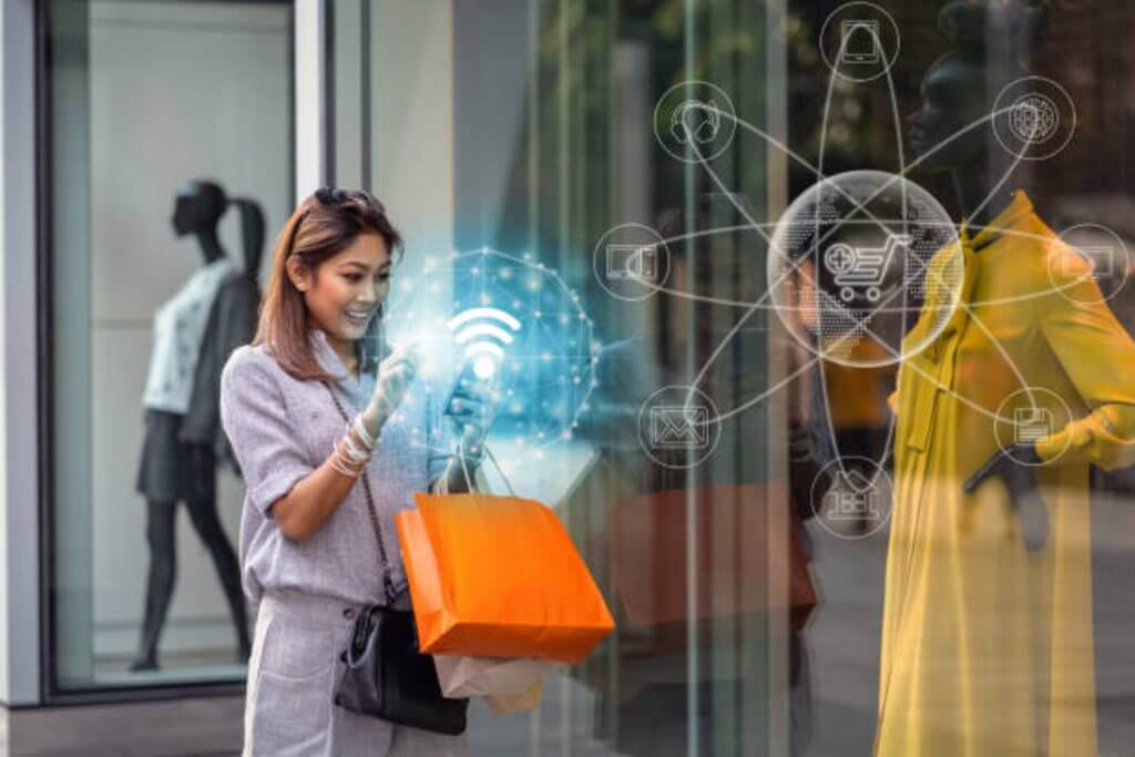 customer using phone and shopping